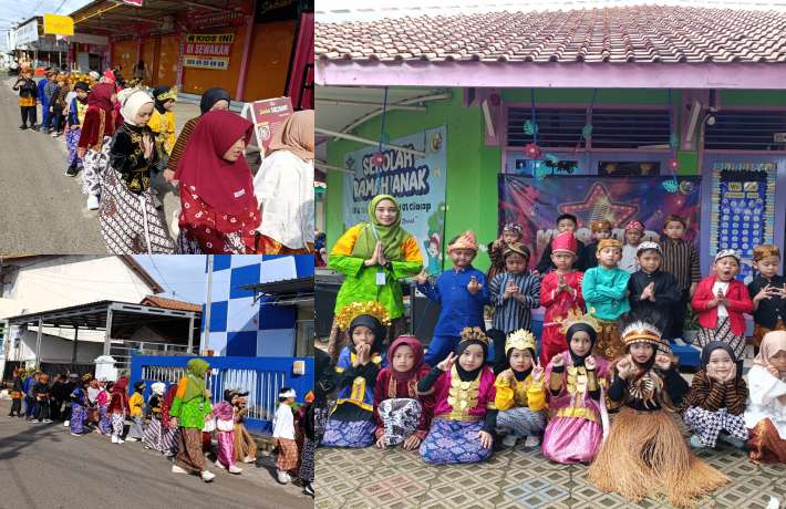 TK Islam Al Irsyad 01 Cilacap memeriahkan hari Kartini dengan Pawai Baju Adat Nusantara